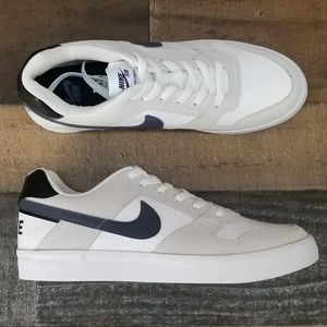 nike sb delta force white & navy skate shoes